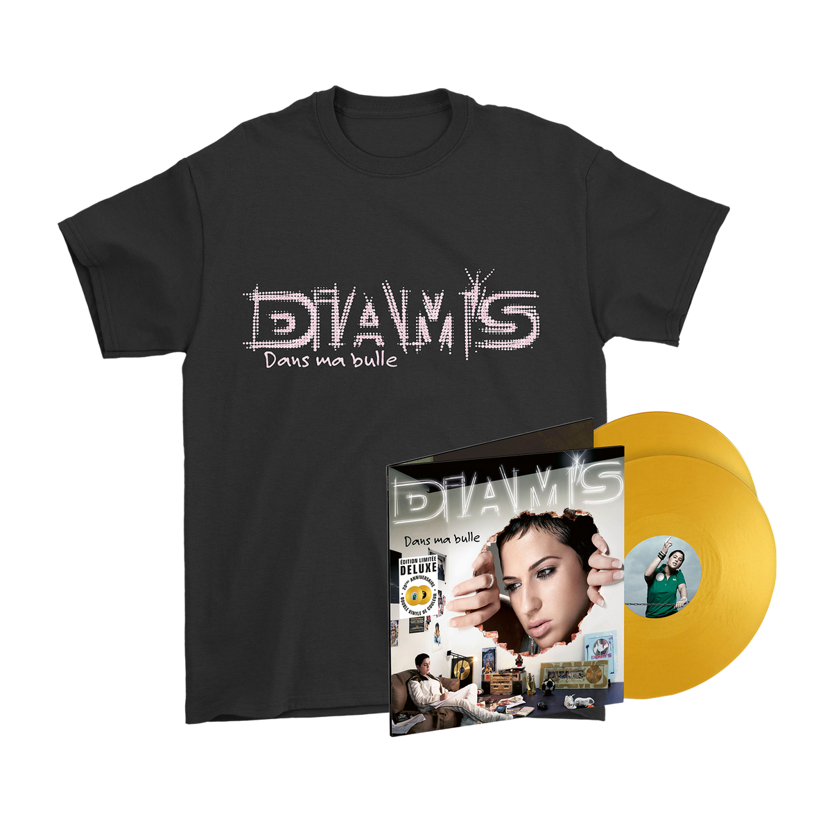 Pack Vinyle Dans ma bulle 20ème Anniversaire + T-Shirt Logo Diam's