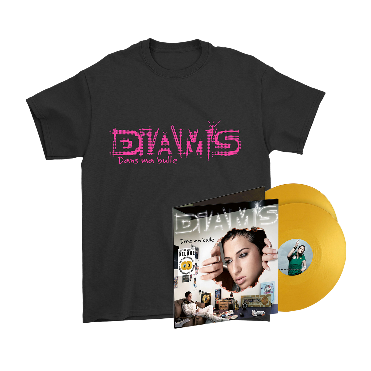 Pack Vinyle Dans ma bulle 20ème Anniversaire + T-Shirt Logo Diam's