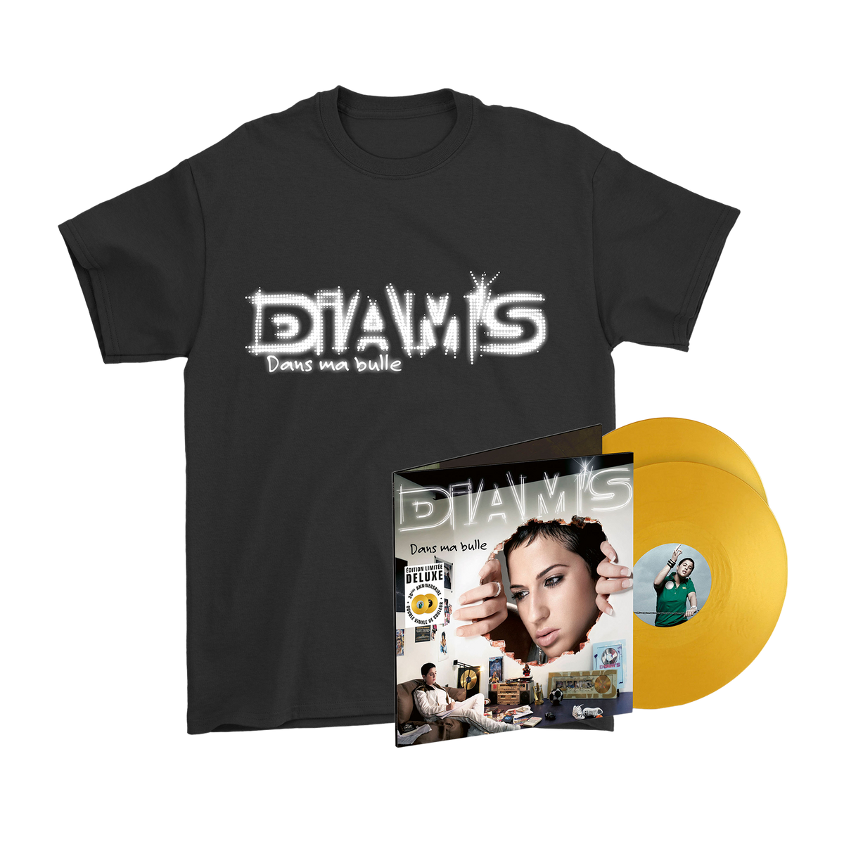 Pack Vinyle Dans ma bulle 20ème Anniversaire + T-Shirt Logo Diam's